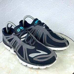 Brooks Pure Cadence P2 Running Shoes Women 8 Black Charcoal Teal Sporty Sneakers